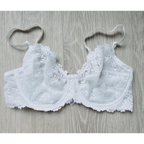 Wacoal Embrace Lace Lot Of 2 Blue White Unlined Underwire Floral Bra 34D - Picture 5 of 12